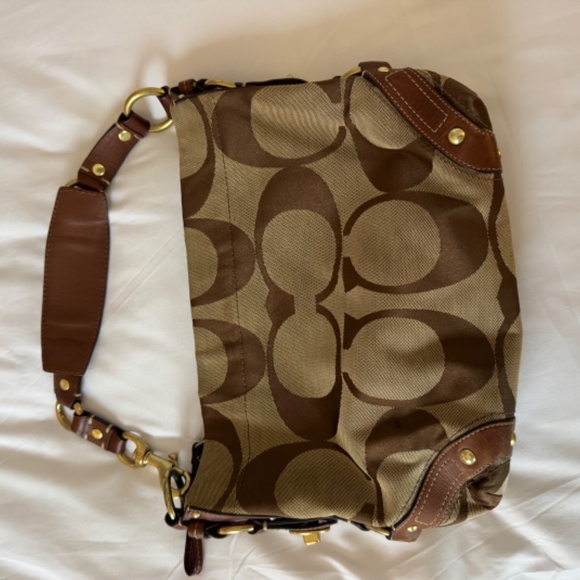 Vintage Coach Brown and Tan Monogram Shoulder Bag - Picture 5 of 9